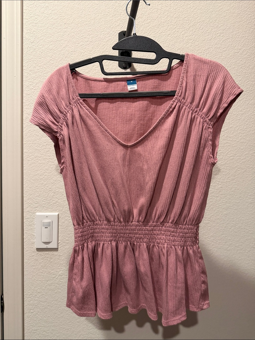 Old Navy Mauve Pink Smocked Peplum Blouse